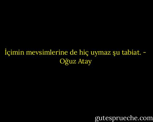 İçimin mevsimlerine de hiç uymaz şu tabiat. - Oğuz Atay