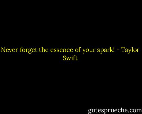Never forget the essence of your spark! - Taylor Swift