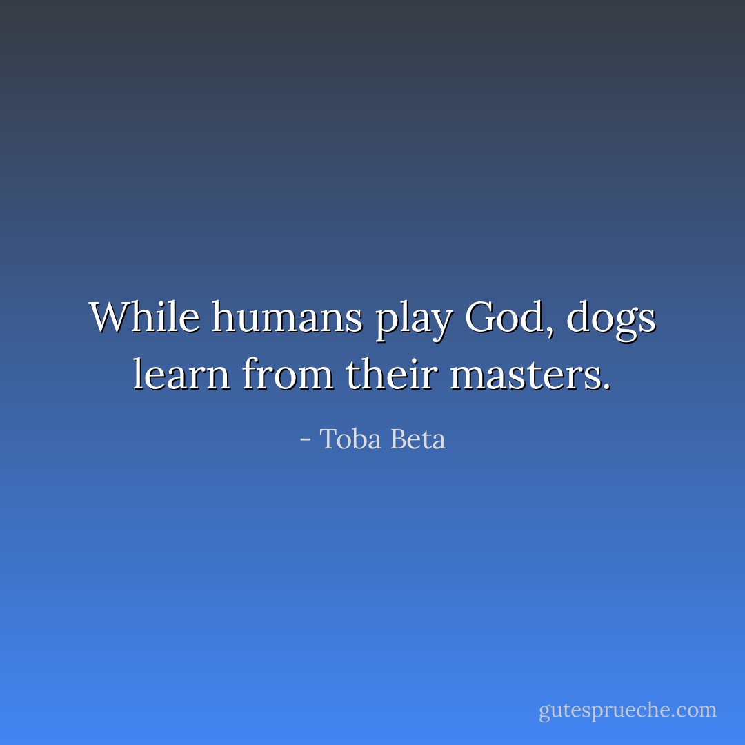 While humans play God, dogs learn from their masters. - Toba Beta