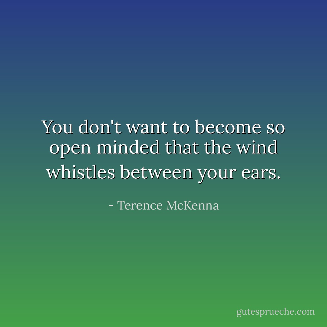 You don't want to become so open minded that the wind whistles between your ears. - Terence McKenna