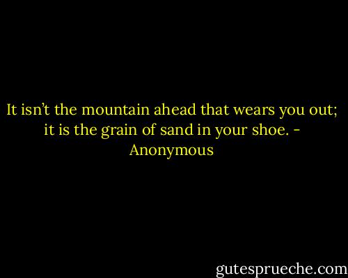 It isn’t the mountain ahead that wears you out; it is the grain of sand in your shoe. - Anonymous