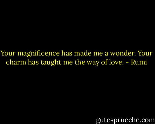 Your magnificence has made me a wonder. Your charm has taught me the way of love. - Rumi