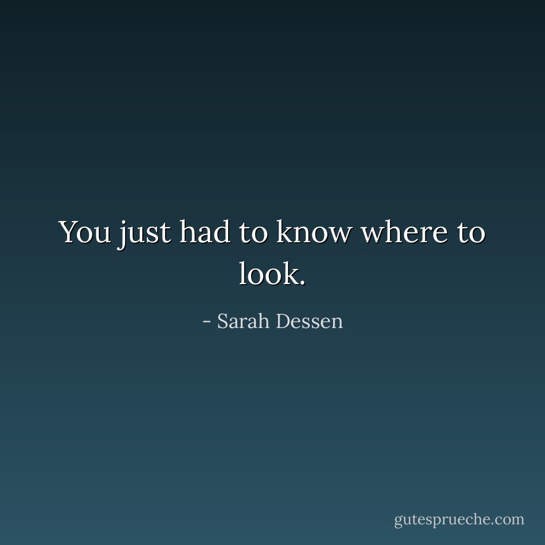 You just had to know where to look. - Sarah Dessen