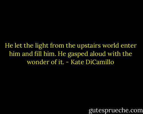 He let the light from the upstairs world enter him and fill him. He gasped aloud with the wonder of it. - Kate DiCamillo