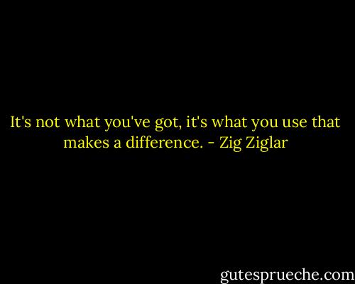 It's not what you've got, it's what you use that makes a difference. - Zig Ziglar