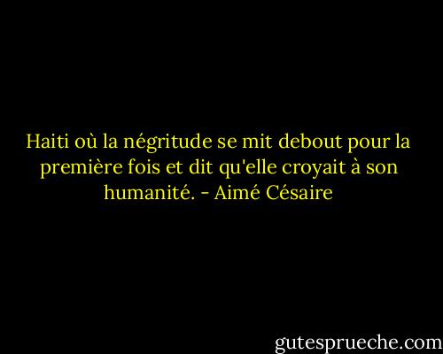Haiti où la négritude se mit debout pour la première fois et dit qu'elle croyait à son humanité. - Aimé Césaire