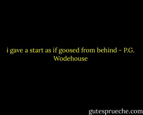 i gave a start as if goosed from behind - P.G. Wodehouse