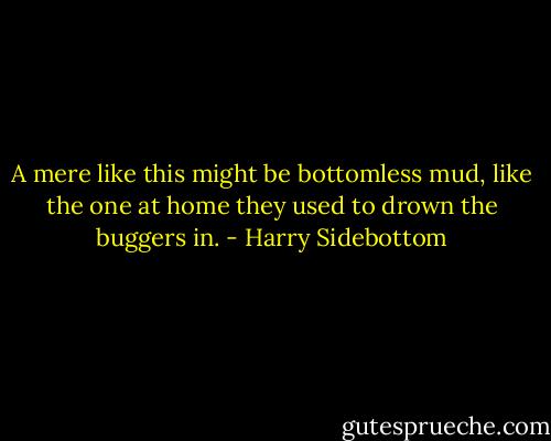 A mere like this might be bottomless mud, like the one at home they used to drown the buggers in. - Harry Sidebottom