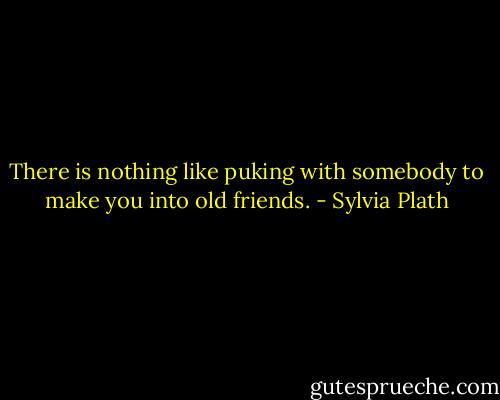 There is nothing like puking with somebody to make you into old friends. - Sylvia Plath