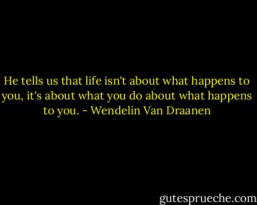 He tells us that life isn't about what happens to you, it's about what you do about what happens to you. - Wendelin Van Draanen