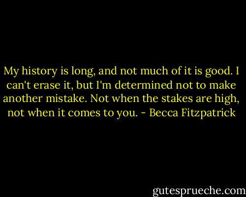 My history is long, and not much of it is good. I can't erase it, but I'm determined not to make another mistake. Not when the stakes are high, not when it comes to you. - Becca Fitzpatrick