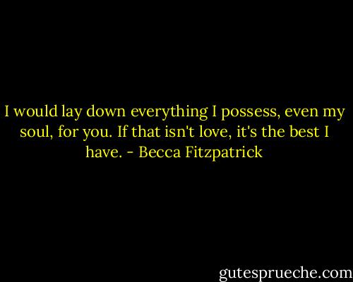 I would lay down everything I possess, even my soul, for you. If that isn't love, it's the best I have. - Becca Fitzpatrick
