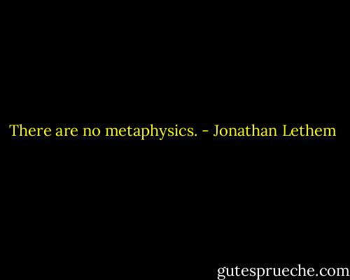 There are no metaphysics. - Jonathan Lethem