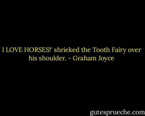 I LOVE HORSES!' shrieked the Tooth Fairy over his shoulder. - Graham Joyce