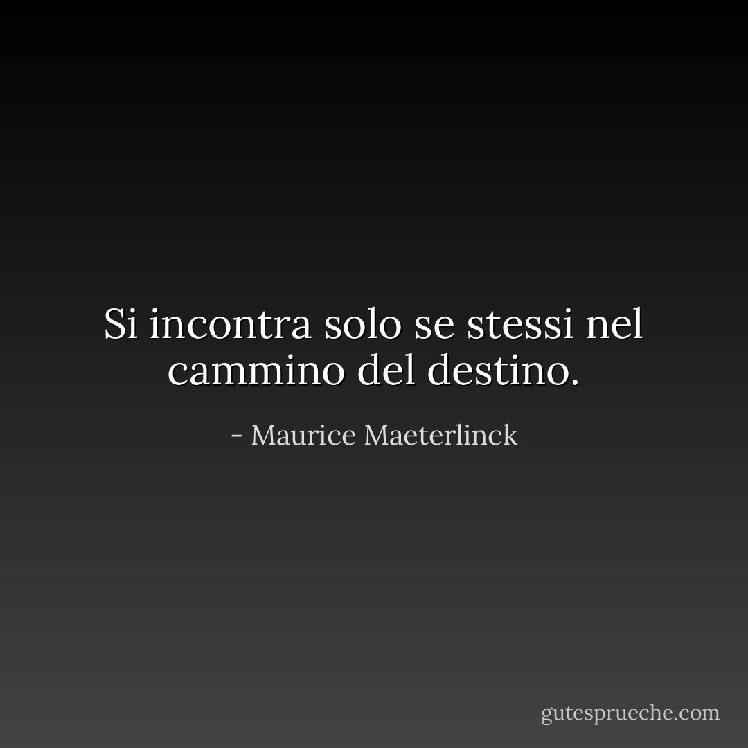 Si incontra solo se stessi nel cammino del destino. - Maurice Maeterlinck