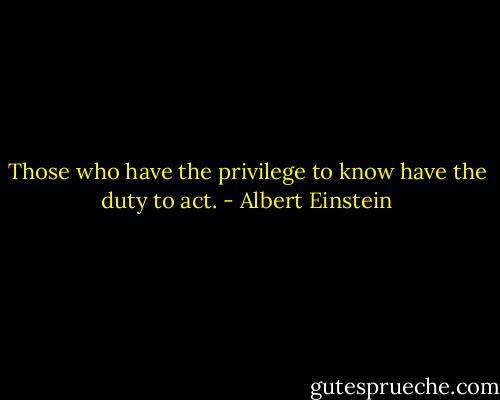 Those who have the privilege to know have the duty to act. - Albert Einstein