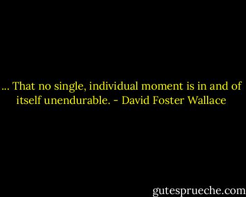 ... That no single, individual moment is in and of itself unendurable. - David Foster Wallace