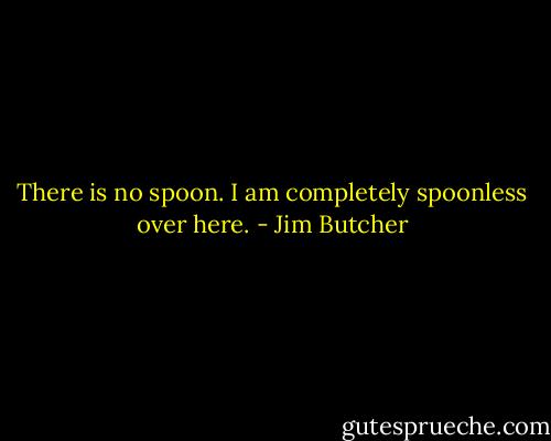 There is no spoon. I am completely spoonless over here. - Jim Butcher
