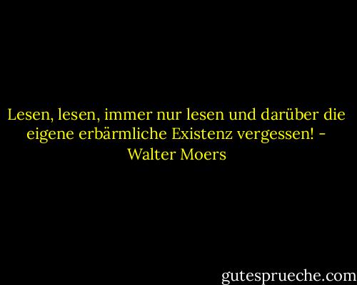 Lesen, lesen, immer nur lesen und darüber die eigene erbärmliche Existenz vergessen! - Walter Moers