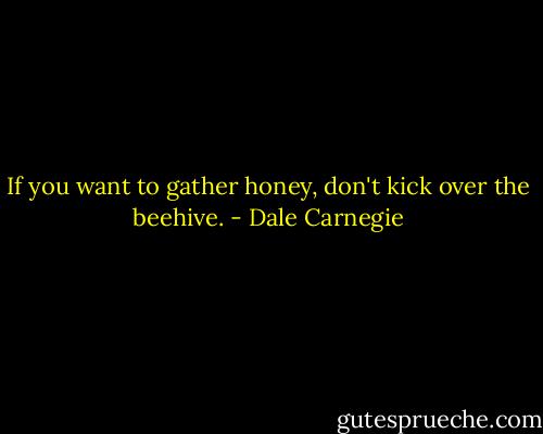 If you want to gather honey, don't kick over the beehive. - Dale Carnegie
