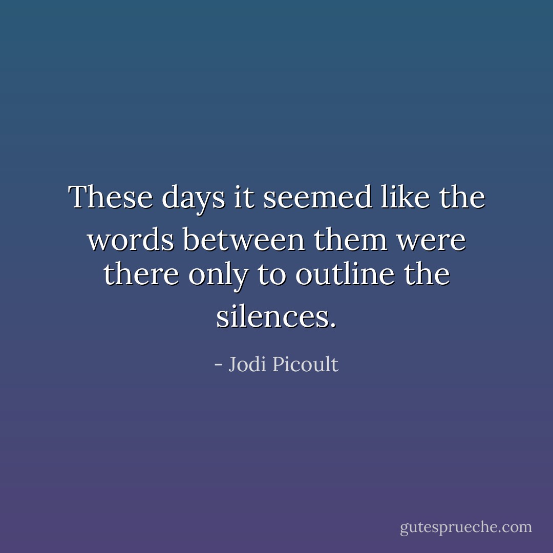 These days it seemed like the words between them were there only to outline the silences. - Jodi Picoult