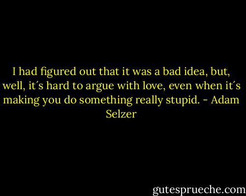 I had figured out that it was a bad idea, but, well, it´s hard to argue with love, even when it´s making you do something really stupid. - Adam Selzer