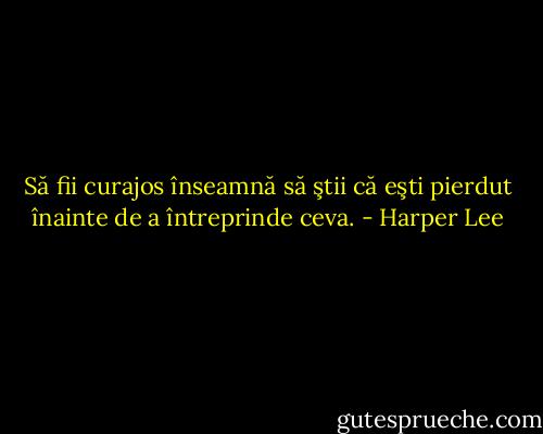 Să fii curajos înseamnă să ştii că eşti pierdut înainte de a întreprinde ceva. - Harper Lee