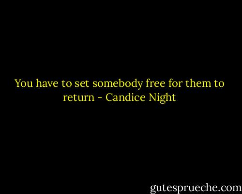 You have to set somebody free for them to return - Candice Night