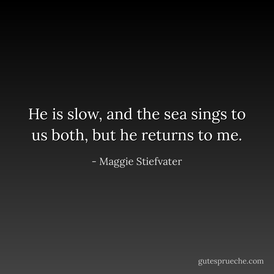 He is slow, and the sea sings to us both, but he returns to me. - Maggie Stiefvater