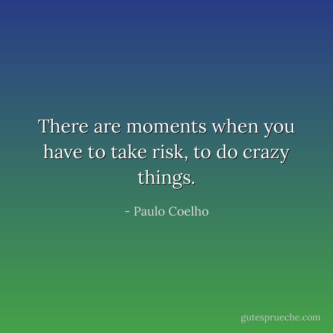 There are moments when you have to take risk, to do crazy things. - Paulo Coelho