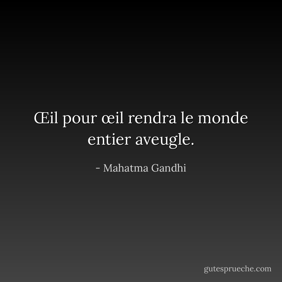 Œil pour œil rendra le monde entier aveugle. - Mahatma Gandhi