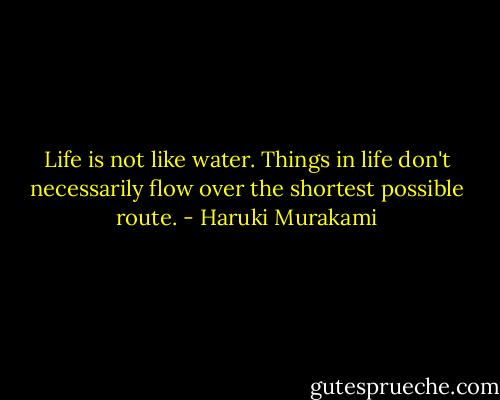 Life is not like water. Things in life don't necessarily flow over the shortest possible route. - Haruki Murakami