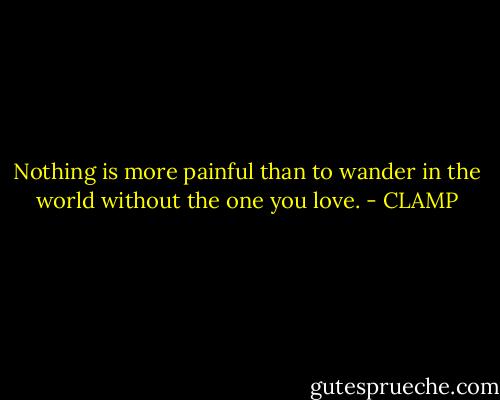 Nothing is more painful than to wander in the world without the one you love. - CLAMP