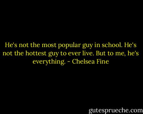 He's not the most popular guy in school. He's not the hottest guy to ever live. But to me, he's everything. - Chelsea Fine