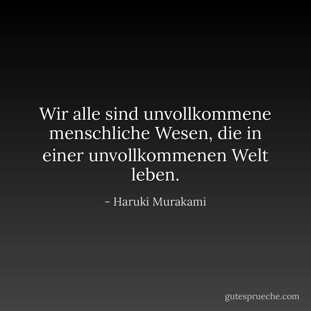 Wir alle sind unvollkommene menschliche Wesen, die in einer unvollkommenen Welt leben. - Haruki Murakami<