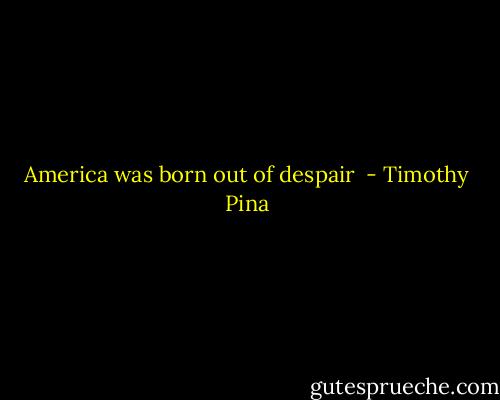 America was born out of despair  - Timothy Pina
