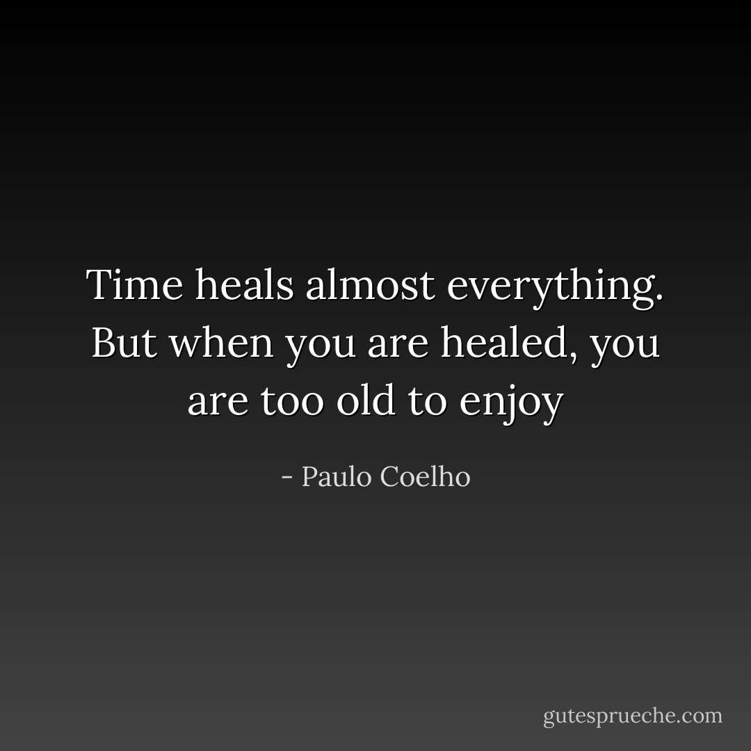 Time heals almost everything. But when you are healed, you are too old to enjoy - Paulo Coelho