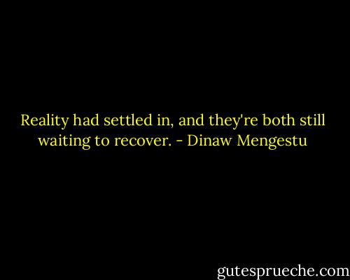 Reality had settled in, and they're both still waiting to recover. - Dinaw Mengestu
