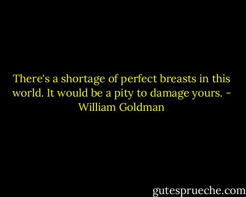 There's a shortage of perfect breasts in this world. It would be a pity to damage yours. - William Goldman