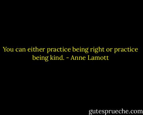 You can either practice being right or practice being kind. - Anne Lamott