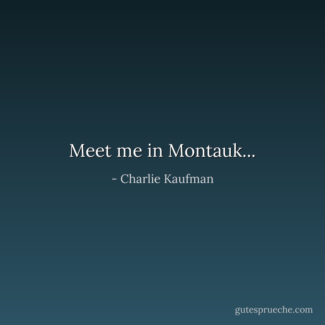 Meet me in Montauk... - Charlie Kaufman