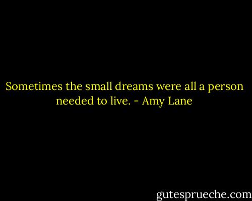 Sometimes the small dreams were all a person needed to live. - Amy Lane
