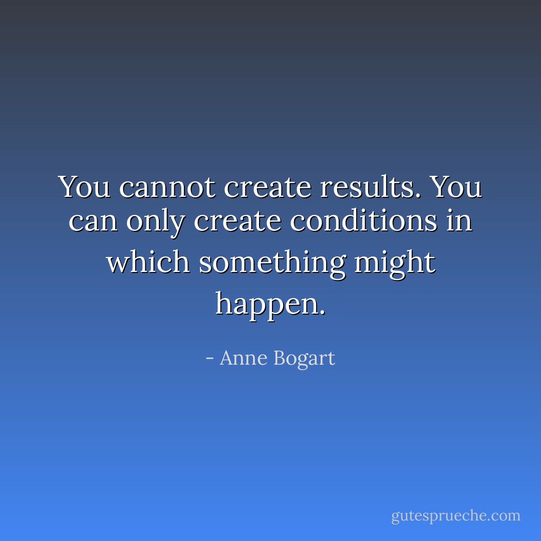 You cannot create results. You can only create conditions in which something might happen. - Anne Bogart
