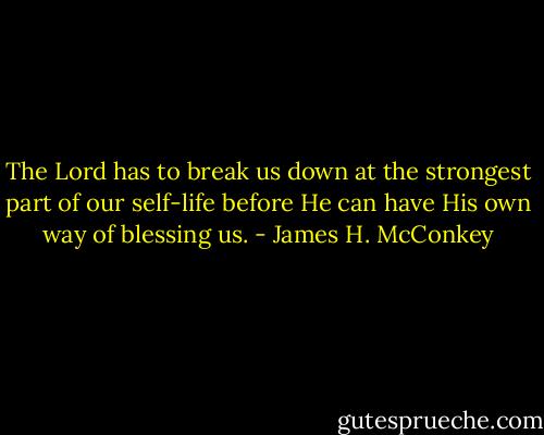 The Lord has to break us down at the strongest part of our self-life before He can have His own way of blessing us. - James H. McConkey