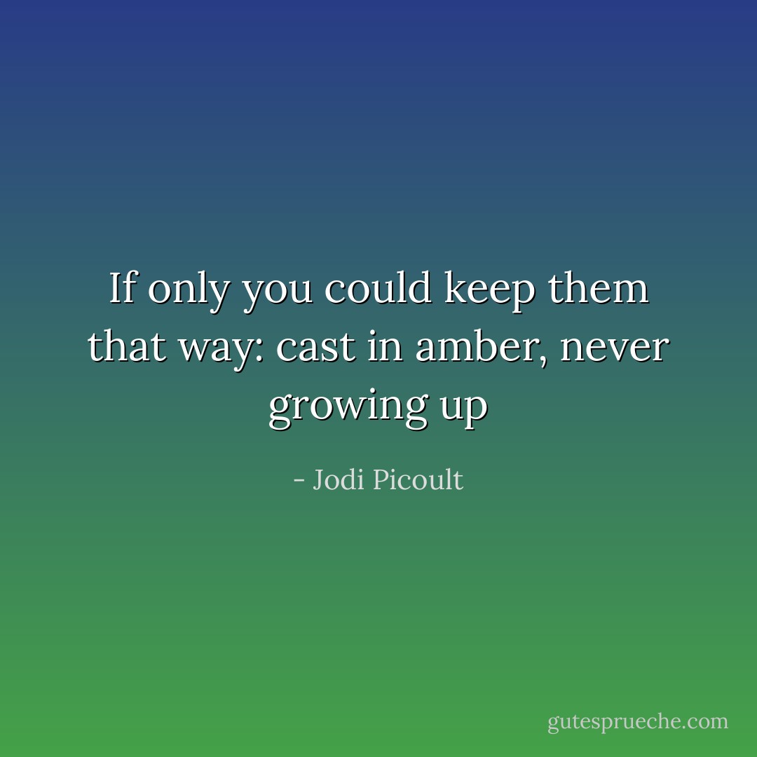 If only you could keep them that way: cast in amber, never growing up - Jodi Picoult
