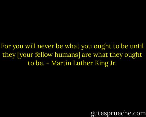 For you will never be what you ought to be until they [your fellow humans] are what they ought to be. - Martin Luther King Jr.