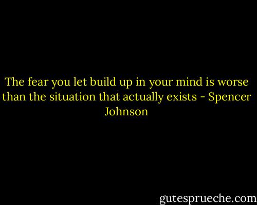 The fear you let build up in your mind is worse than the situation that actually exists - Spencer Johnson