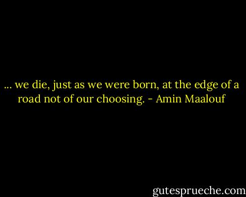 ... we die, just as we were born, at the edge of a road not of our choosing. - Amin Maalouf