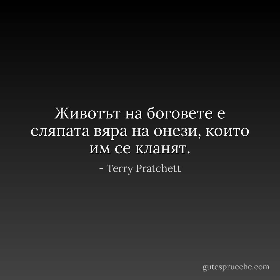 Животът на боговете е сляпата вяра на онези, които им се кланят. - Terry Pratchett
