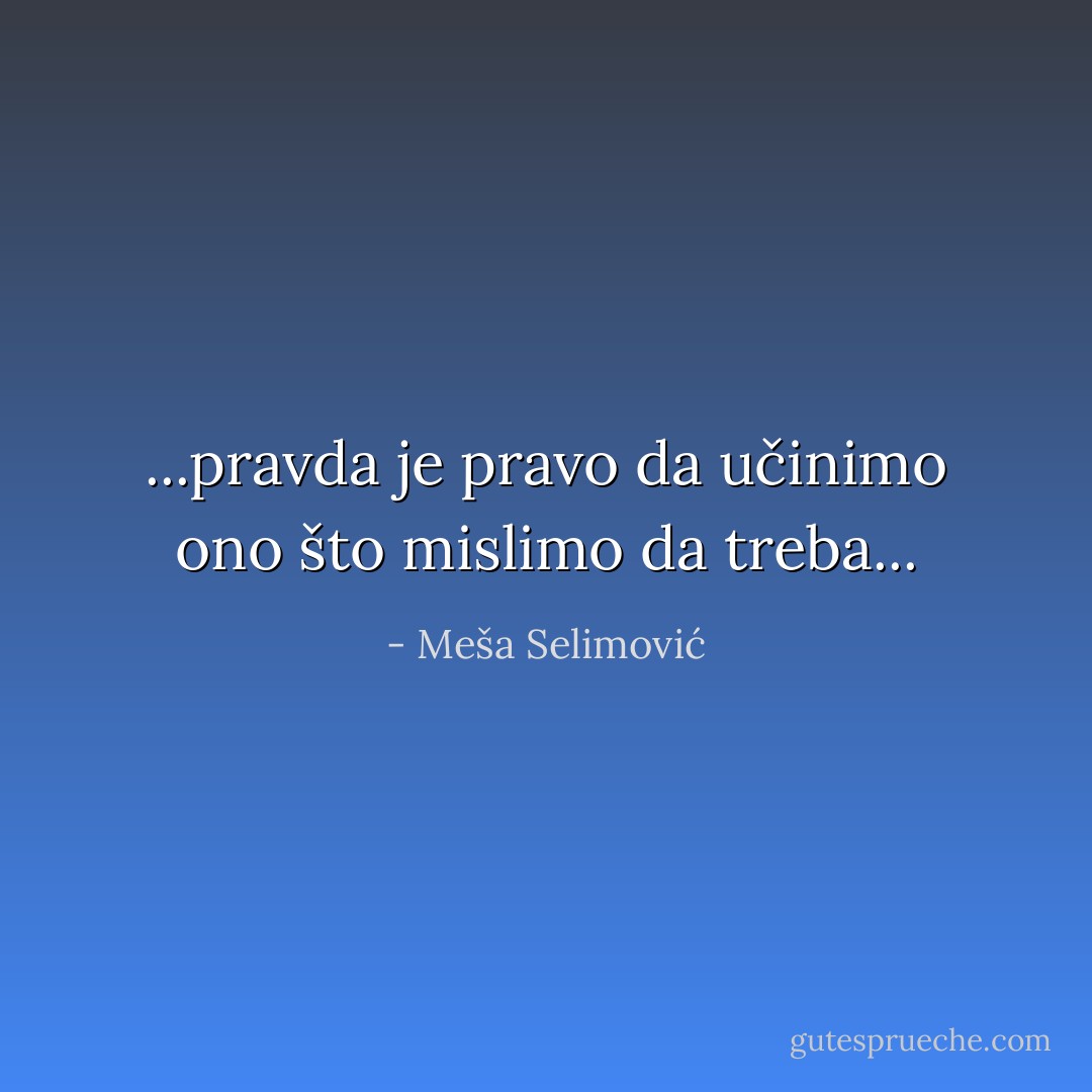 ...pravda je pravo da učinimo ono što mislimo da treba... - Meša Selimović